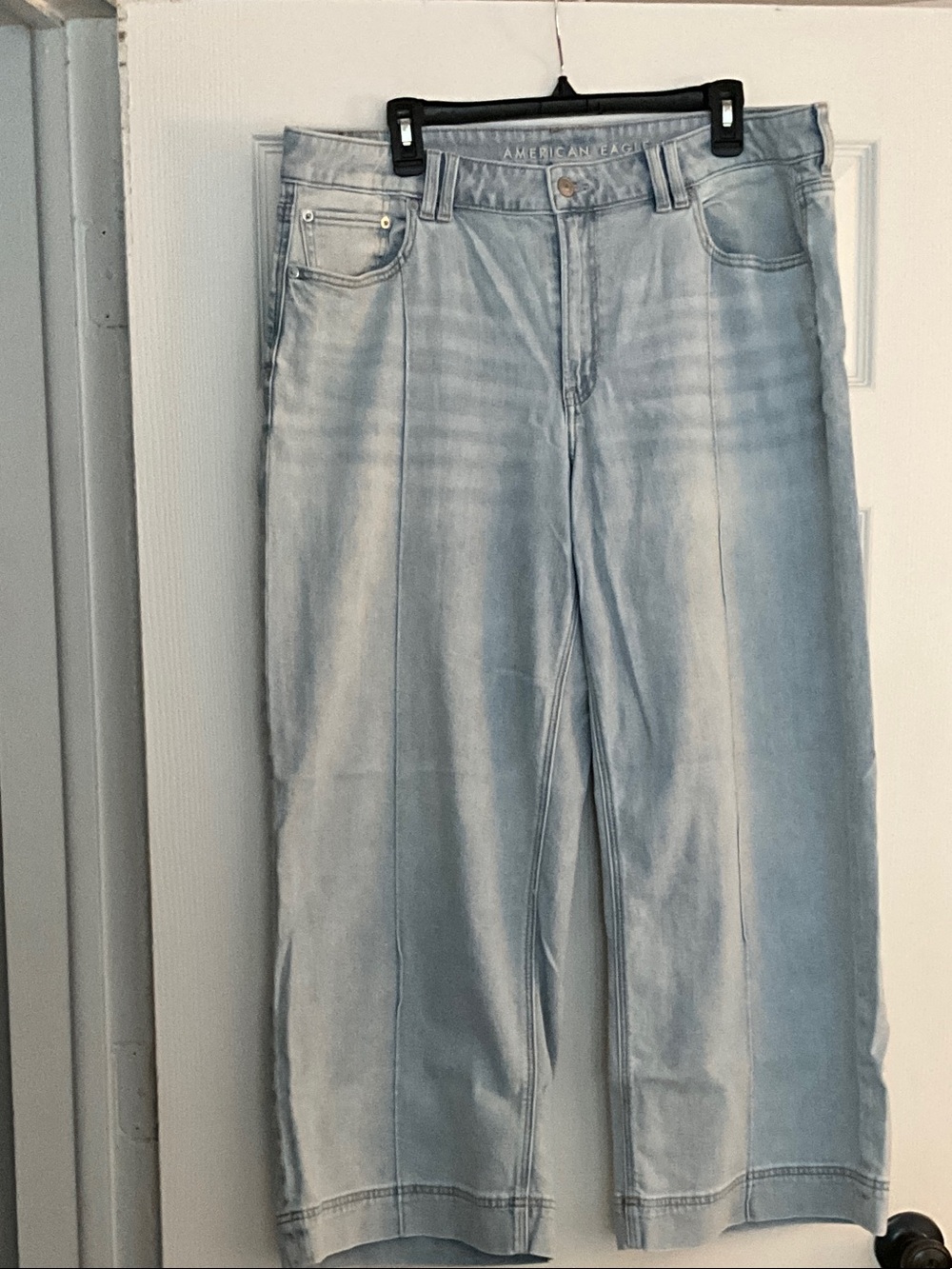 American Eagle Outfitters Woman’s Light Wash Baggy Wide Leg Size 14S - EUC